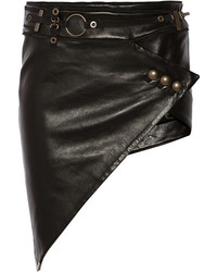 Wrap Effect Asymmetric Leather Mini Skirt Anthony Vaccarello