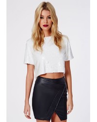 Missguided Wrap Over Pu Mini Skirt Navy