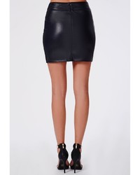 Missguided Wrap Over Pu Mini Skirt Navy