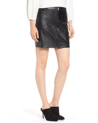 David Lerner Zip Front Faux Leather Miniskirt