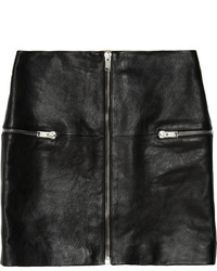 Saint Laurent Zip Trimmed Leather Mini Skirt