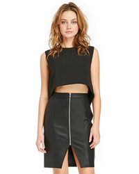 Glamorous Zip Up Vegan Leather Pencil Skirt In Black Xs
