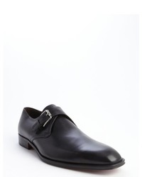 a. testoni Basic Black Leather Monk Strap Loafers