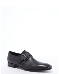 Prada Black Saffiano Leather Monk Strap Loafers