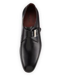 Magnanni For Neiman Marcus Leather Monk Strap Shoe Black