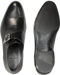 Moreschi Kobe Black Leather Monk Strap Shoes
