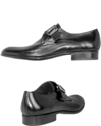 Moreschi Kobe Black Leather Monk Strap Shoes