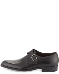 Ermenegildo Zegna Leather Monk Strap Shoe Black