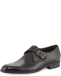 Ermenegildo Zegna Leather Monk Strap Shoe Black