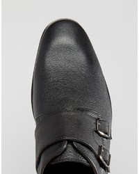Asos Monk Shoes In Black Leather