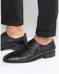 Asos Monk Shoes In Black Leather
