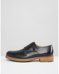 Ben Sherman Parc Monk Shoes In Black Leather
