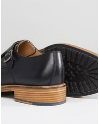 Ben Sherman Parc Monk Shoes In Black Leather