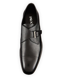Prada Saffiano Leather Single Monk Shoe Black