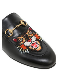 Gucci 10mm Princetown Angry Cat Leather Mules