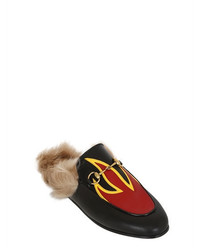 Gucci 10mm Princetown Leather Fur Mules