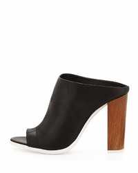 Vince Allison Peep Toe Leather Mule Black