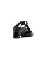 Proenza Schouler Black Grommet 40 Leather Block Heel Mules