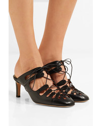 The Row Dixie Lace Up Leather Mules Black