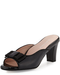 Taryn Rose Fico Open Toe Bow Mule Black