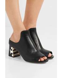 Tory Burch Finley Leather Mules Black