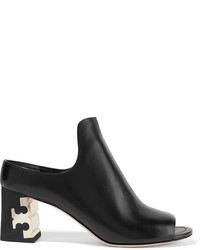 Tory Burch Finley Leather Mules Black