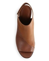 Vince Julianna Smooth Leather Lizard Embossed Leather Mules