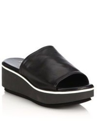 Robert Clergerie Leather Mule Wedge Sandals