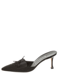 Manolo Blahnik Leather Pointed Toe Mules
