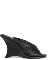 Balenciaga Leather Wedge Mules Black