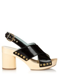 Marc Jacobs Linda Leather And Wooden Clogs