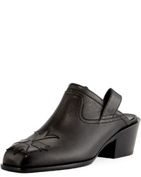 Laurence Dacade Nature Stitched Leather Pull On Mule Black