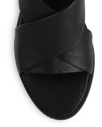 Ld Tuttle Onyx Leather Crisscross Wedge Mule Sandals