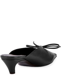 Balenciaga Pointed Toe Leather Bow Mule Black