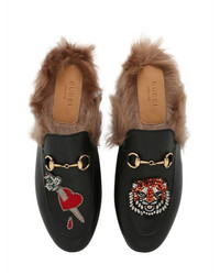 Gucci Princetown Tiger Heart Leather Mules