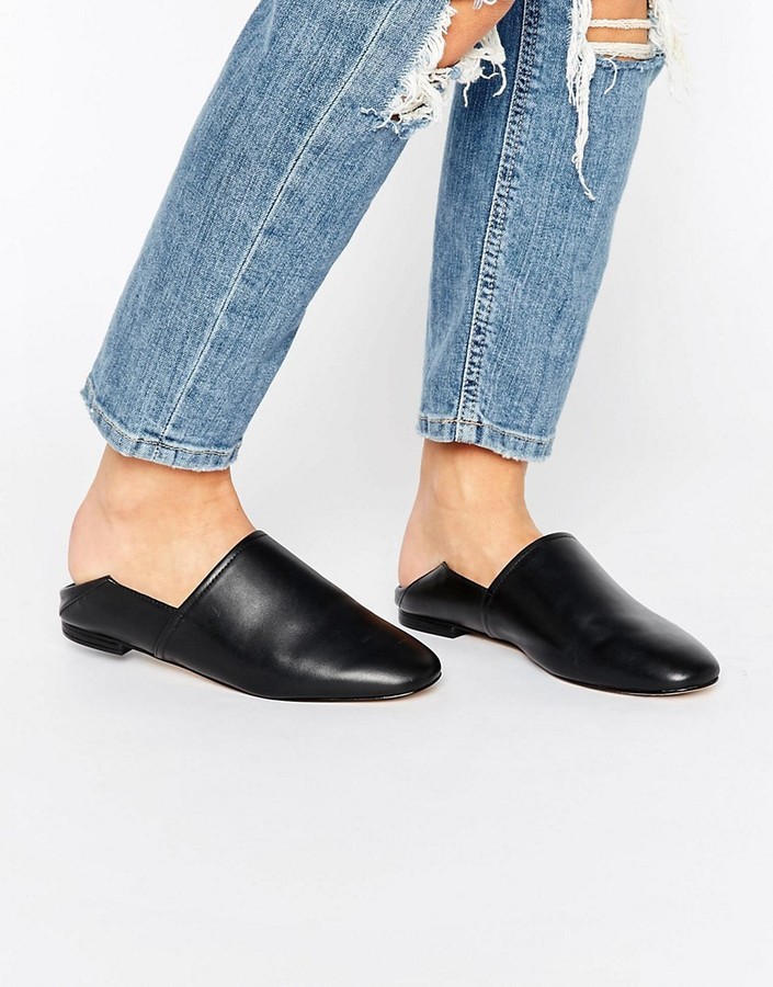 flat leather mules