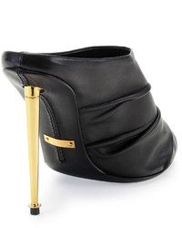 Tom Ford Ruched Leather High Heel Mule Black