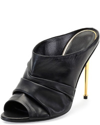 Tom Ford Ruched Leather High Heel Mule Black