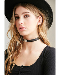Forever 21 Faux Leather And Metal Choker
