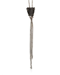 Emanuele Bicocchi Silver Ball Chain Leather Necklace