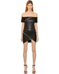 Black Leather Off Shoulder Dress