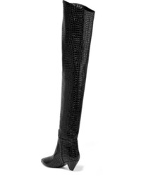 ATTICO Asia Croc Effect Leather Over The Knee Boots
