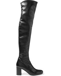 Saint Laurent Bb Stretch Leather Over The Knee Boots Black