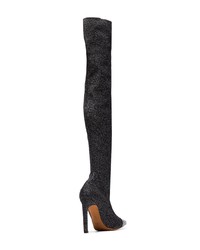 Givenchy Black Contrasted 115 Lurex Thigh Boots