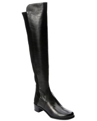 Stuart Weitzman Black Leather Reserve Over The Knee Stretch Slip On Boots