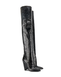 Saint Laurent Black Niki 105 Leather Thigh Boots