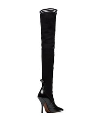 Fendi Black Rockoko 105 Leather And Fabric Over The Knee Boots