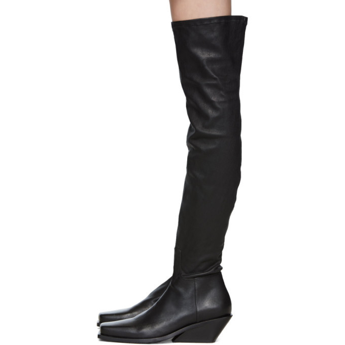 Ann Demeulemeester Black Square Toe Tall Boots, $822 | SSENSE | Lookastic