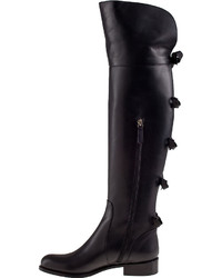 Valentino Bow Over The Knee Boot Black Leather