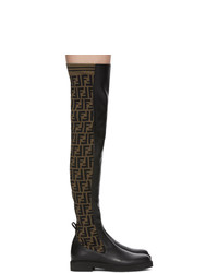 Fendi Brown And Black Forever Tall Boots